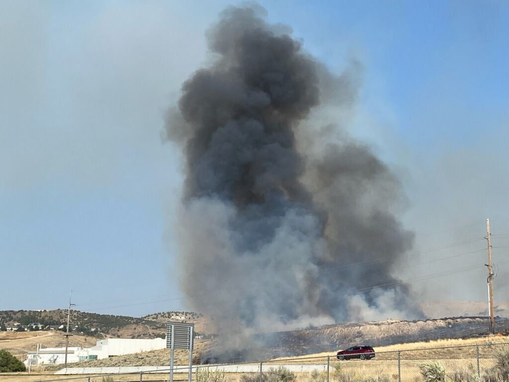 wildfire on Pocatello's east side